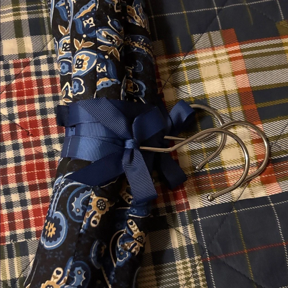 Vera Bradley Navy Blue Paisley Padded Hangers - Set with Ribbon